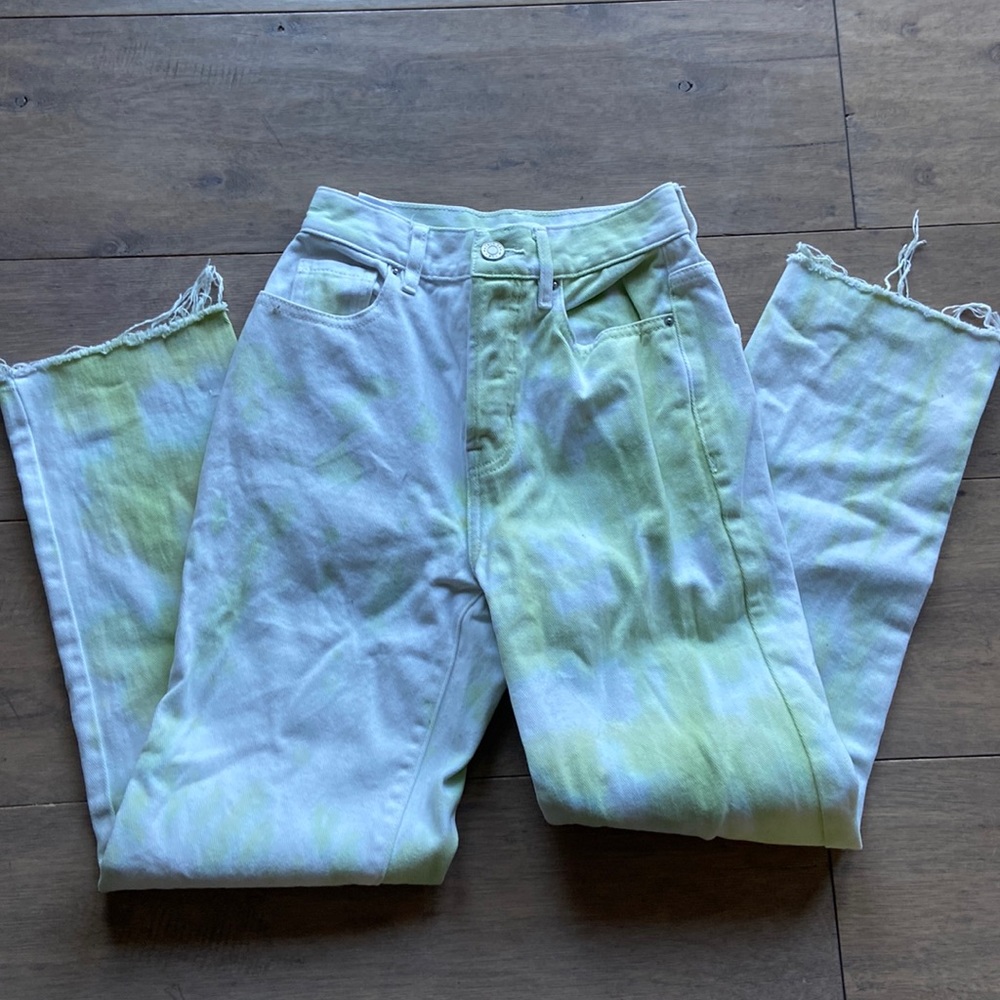 Pacsun | Tie-dyed frayed jeans.